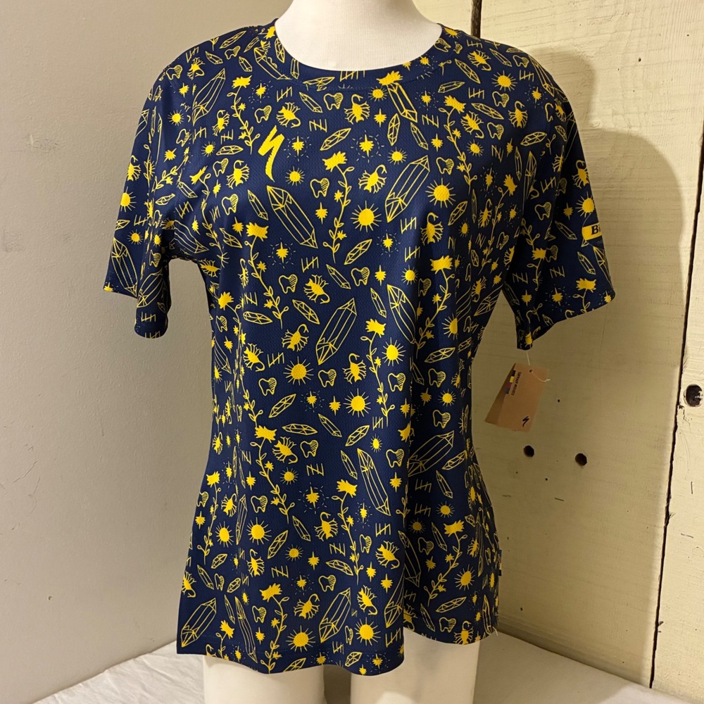 Specialized All Mountain SS Jersey Women Large Blue Graphic MTB Shirt NEW